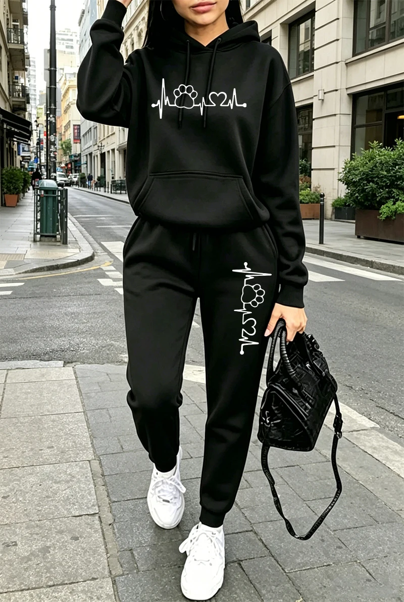 Winter Clothing For Women - 2026 Damen-Trainingsanzug mit Aufdruck, Lässiger Hoodie,