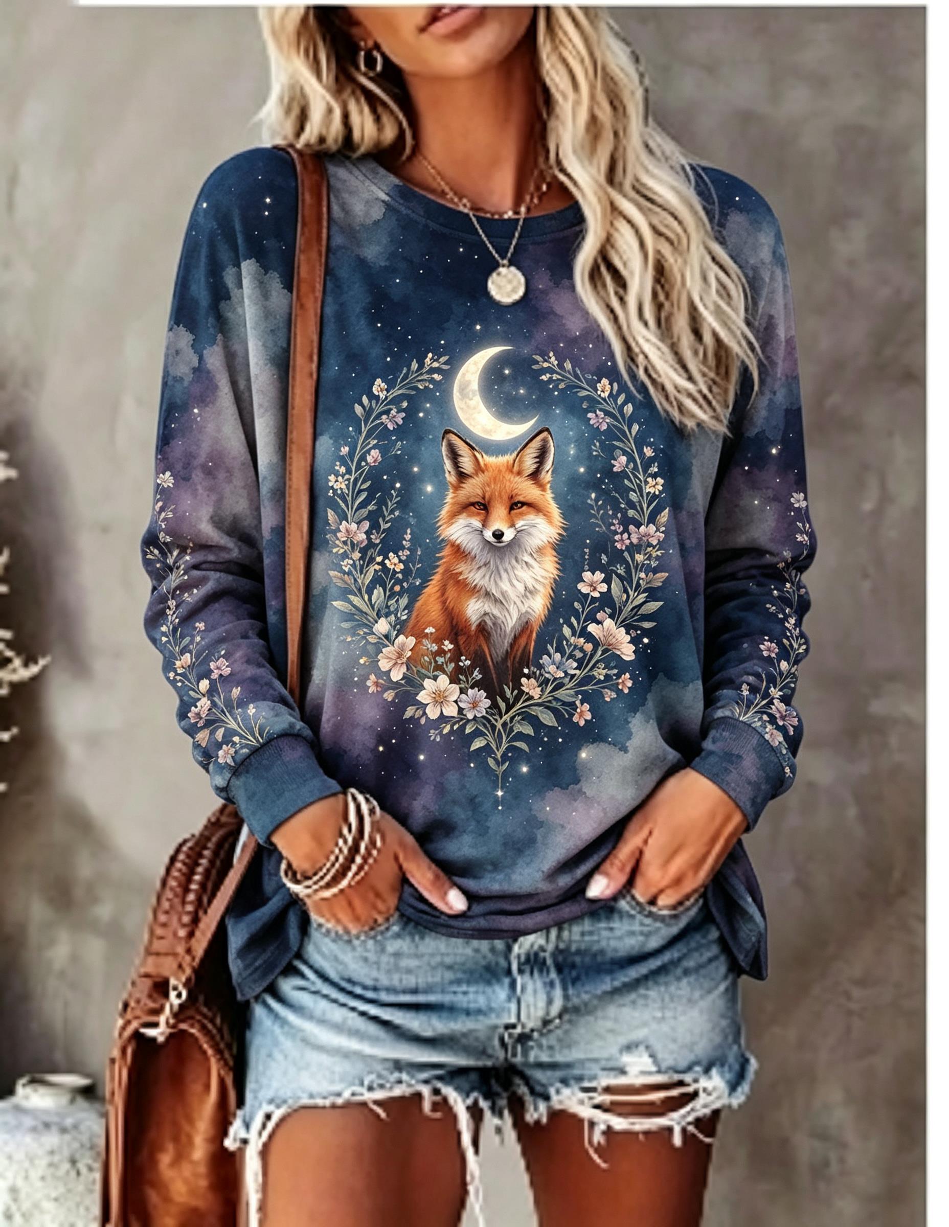 Damen-Langarm-T-Shirt mit Wolf – Winter Clothing For Women Bewertung und Preis